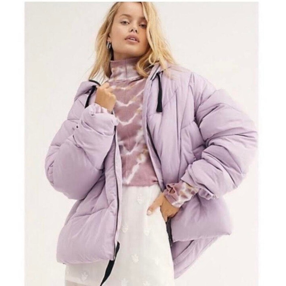 FREE PEOPLE purple puffer jacket.